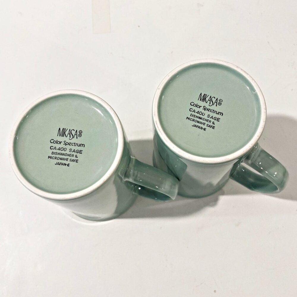 Mikasa Color Spectrum Cappuccino Mugs Sage Green Set Of 2 Japan Vintage - Picture 3 of 4